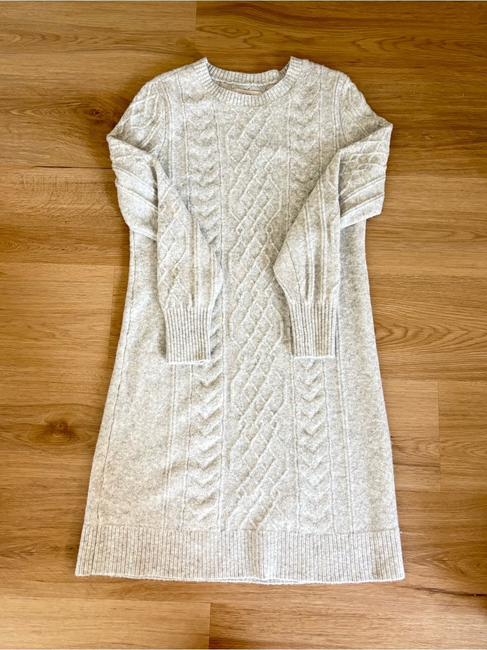 LOFT Grey Cable-Knit Sweater Dress